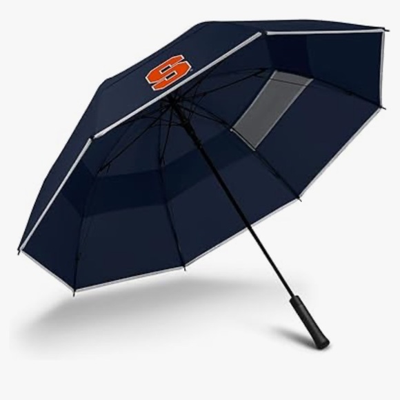 NEW 68” Weatherman Golf Umbrella - Syracuse University Navy / Orange Windproof - Picture 2 of 15